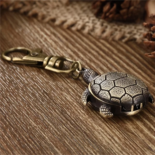 1PC Retro Cartoon Turtle Flip Kreatywny zegarek ścienny, zegarek kieszonkowy, zegarek naszyjnikowy, zegarek studencki, klucz do szkoły podstawowej