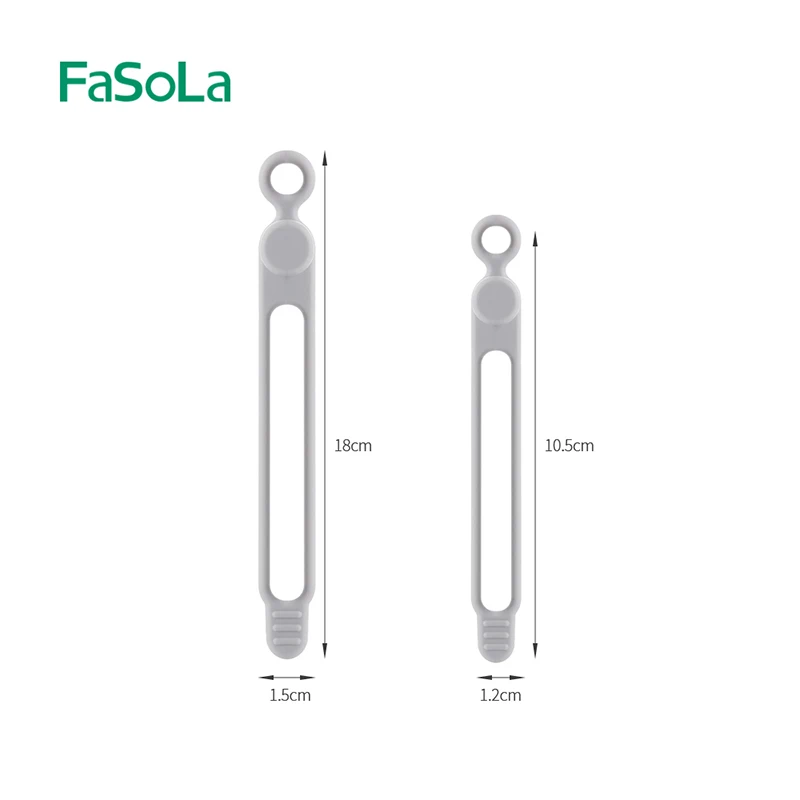 FaSoLa 6PCS Releasable Silicone Cable Tie with Hook Wire Organizer Self-locking Cord Rope Holder Multifunctional Ties