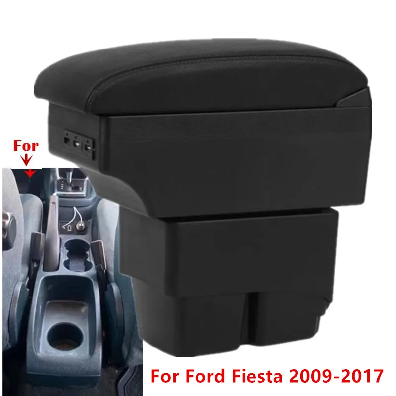 Para Ford Fiesta caja de reposabrazos para Ford Fiesta MK7 caja de almacenamiento de reposabrazos de coche 2009-2017 detalles interiores accesorios fácil instalación
