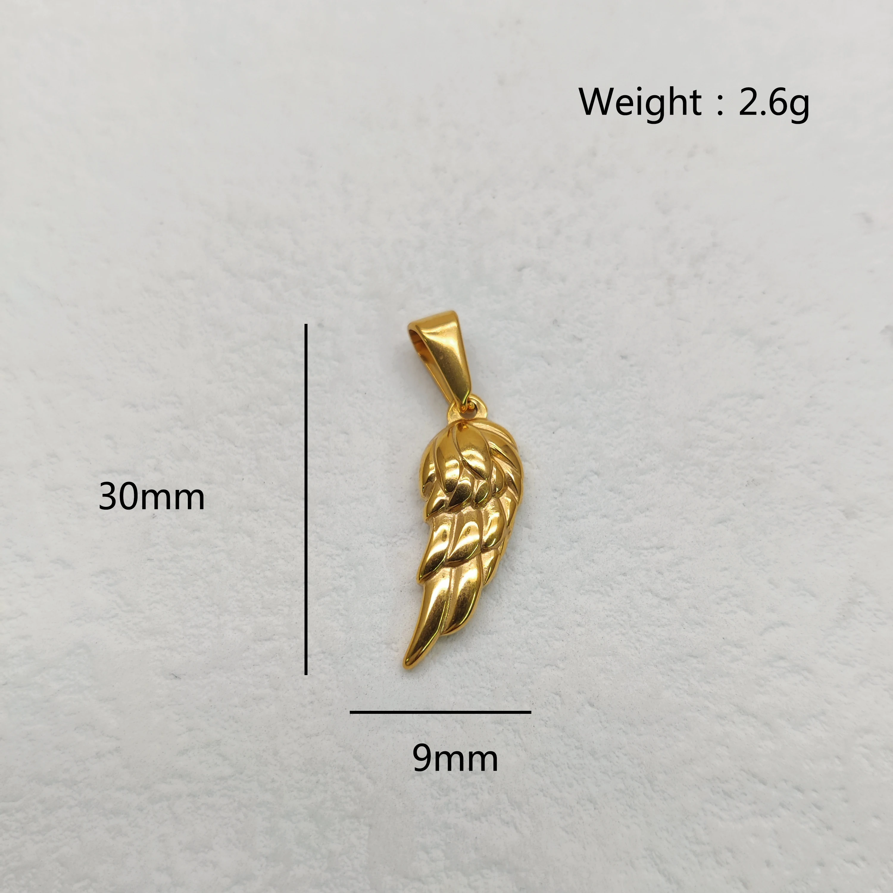 18K Gold Plated Angel Wing Pendant Necklace - Vintage Feather Design for Men, Stainless Steel Chain Jewelry Gift