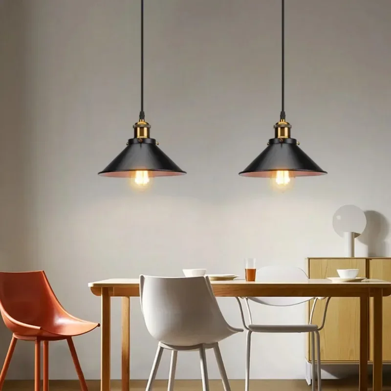 1/2/3 Heads Black Modern Design Pendent Ceiling Light Vintage Hanging Lampshade for Home Living Room Kitchen Decorative Lighting view 5