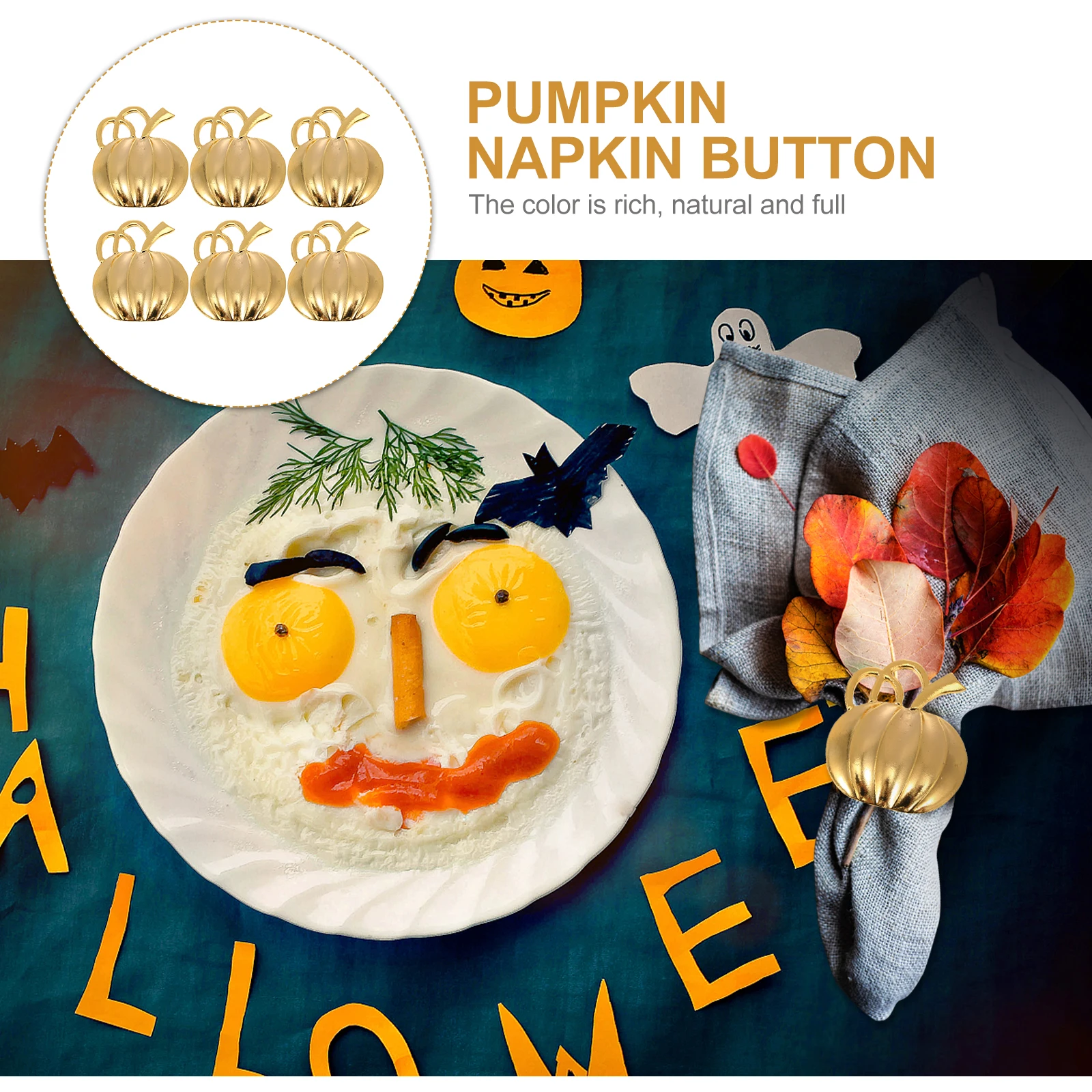 

6 Pcs Pumpkin Napkin Buttons Ornaments Paper Holders Buckles Alloy Adornments Decorative Halloween Rings