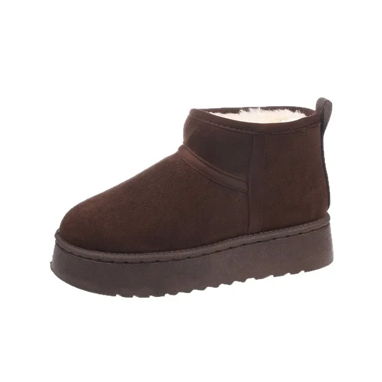 الشتاء سميكة القاع صوف مبطن كبير رئيس الثلوج الأحذية الخبز أحذية قطنية فوق الكاحل المطاط وحيد الكبار الجوارب لون نقي