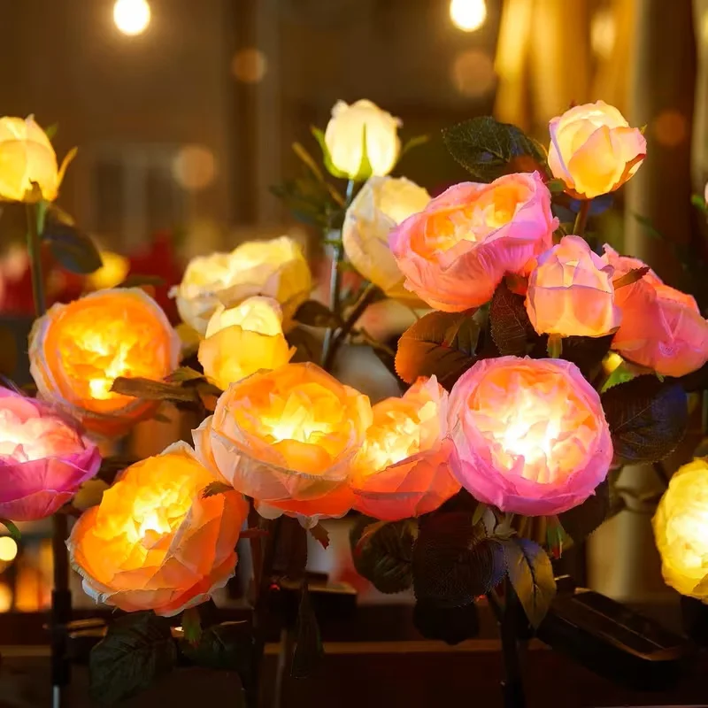 Solar Garden Lights Outdoor Multi-Color Changing LED Waterproof Rose Flower Solar Lights Landscape Pathway Garden Decor Gifts for Women 8