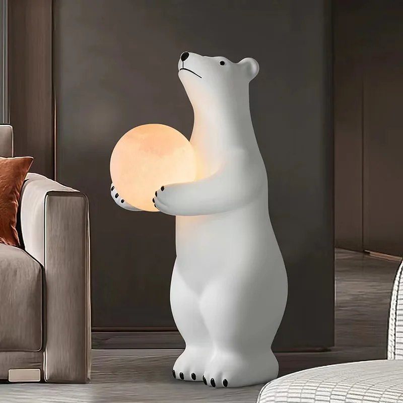 Polar bear floor lamp decoration bedroom decorative table lamp living room vertical bedside small night lamp children's room