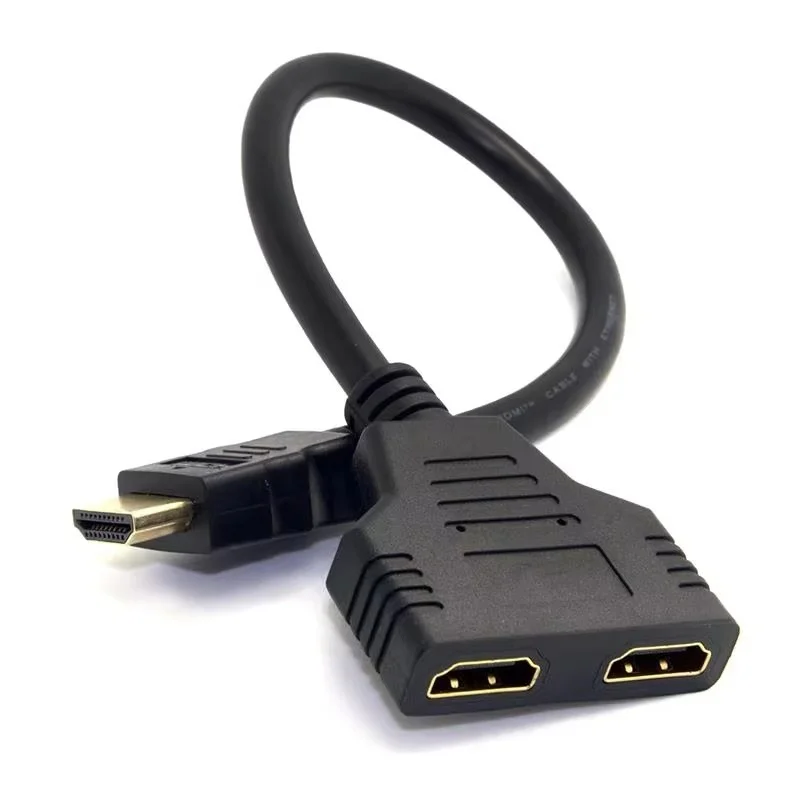 Cabo Divisor HDMI 1 Entrada 2 Saídas, Adaptador 1 Macho para 2 Fêmeas 1080P 4K 3D para Laptop, TV HD, Monitor, PC, Projetor e Uso em TV