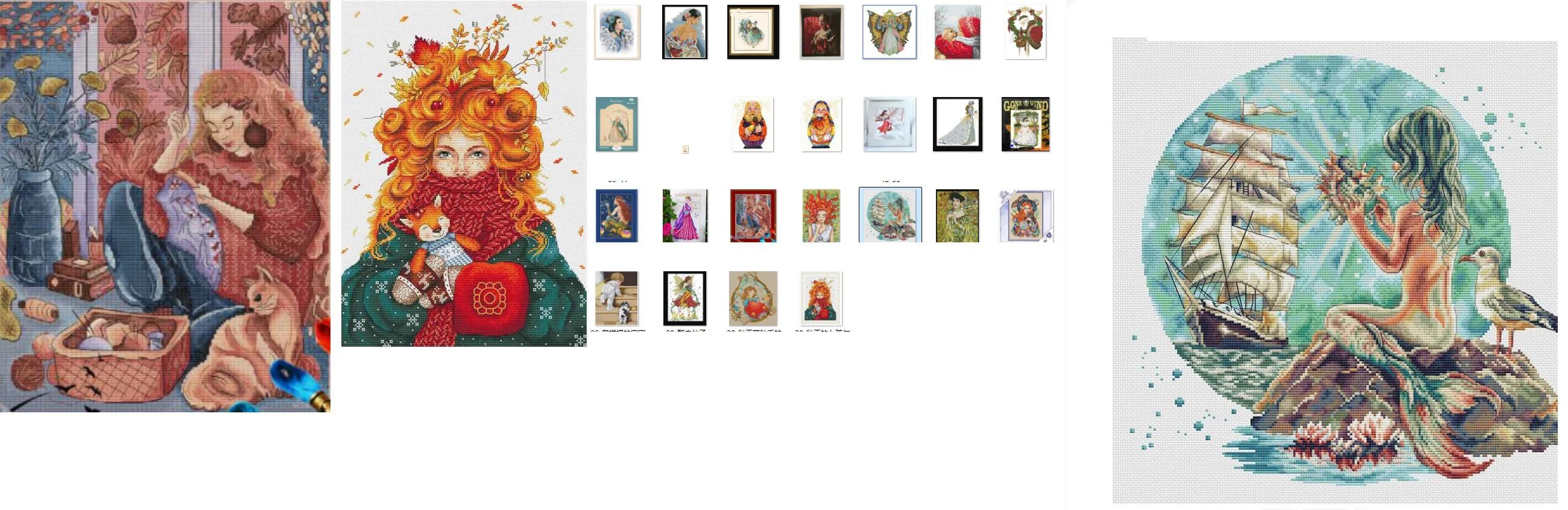 

Embroidery Cross Stitch Kits Craft DIY Needlework Cotton Canvas Autumn Swing Girl 39-43