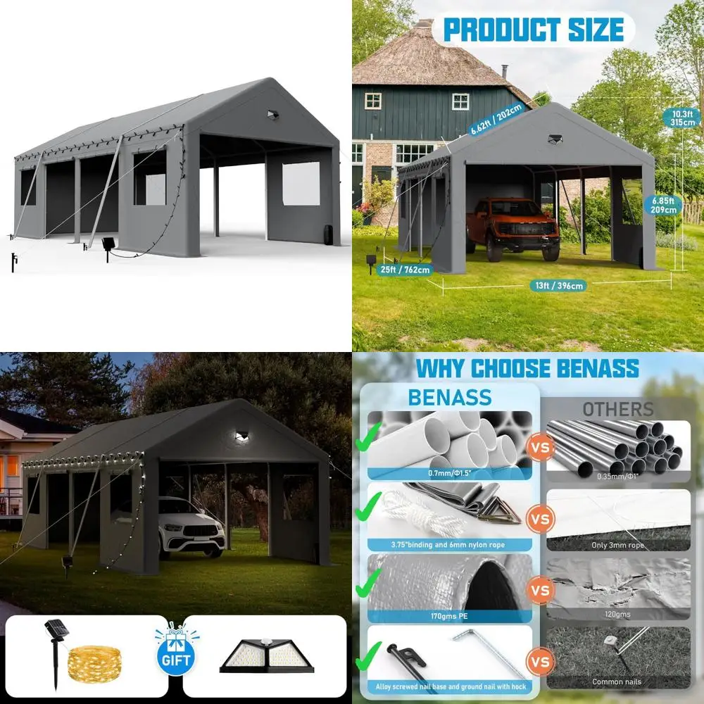 

Сверхмощный портативный карман с откатными дверцами на молнии и боковыми стенками, серый, навес для карпога 13x25 для защиты внедорожников