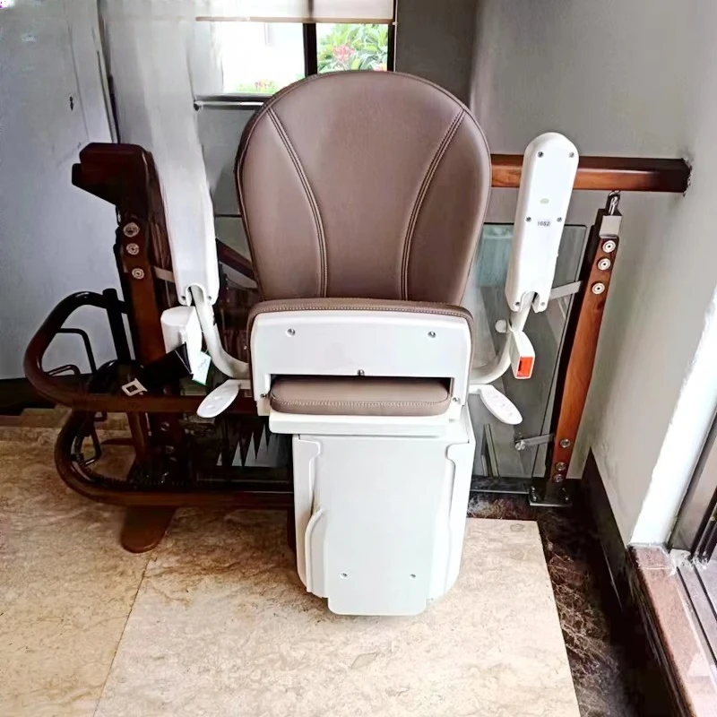 Curved seat elevator villa chair climber on escalator upstairs