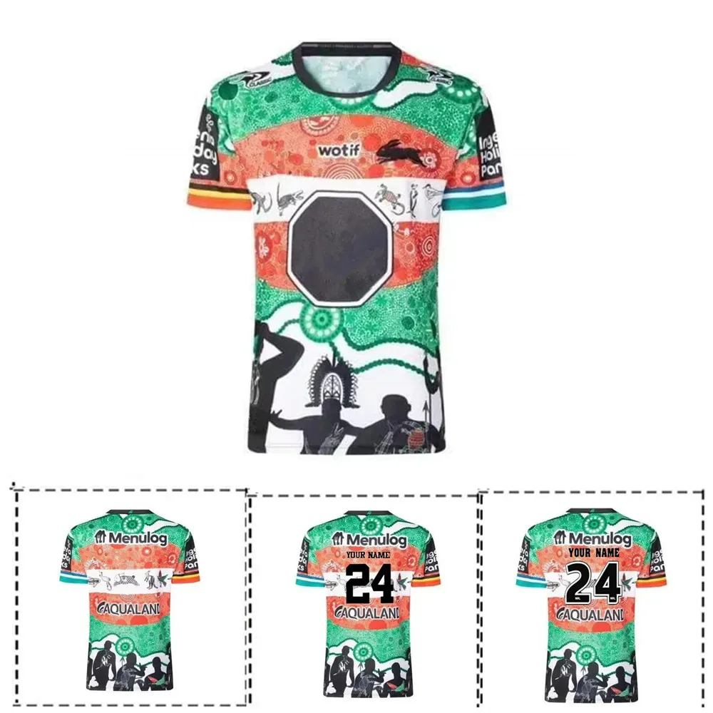 2024 South Sydney Rabbitohs Indigenous Rugby Jersey - Men's Size:S-5XL（Print Custom Name Number）