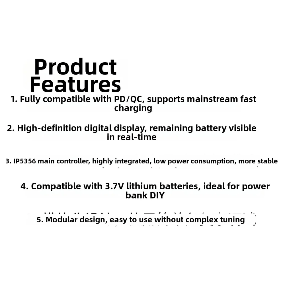 IP5356 Control Chip Module for DIY Power Banks Supports PD QC Fast Charging Digital Display 6 Output Ports Green