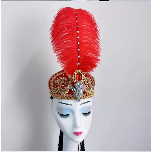 Uyghur Dance Headwear, Xinjiang Uyghur Red Wig, Small Debater Hat