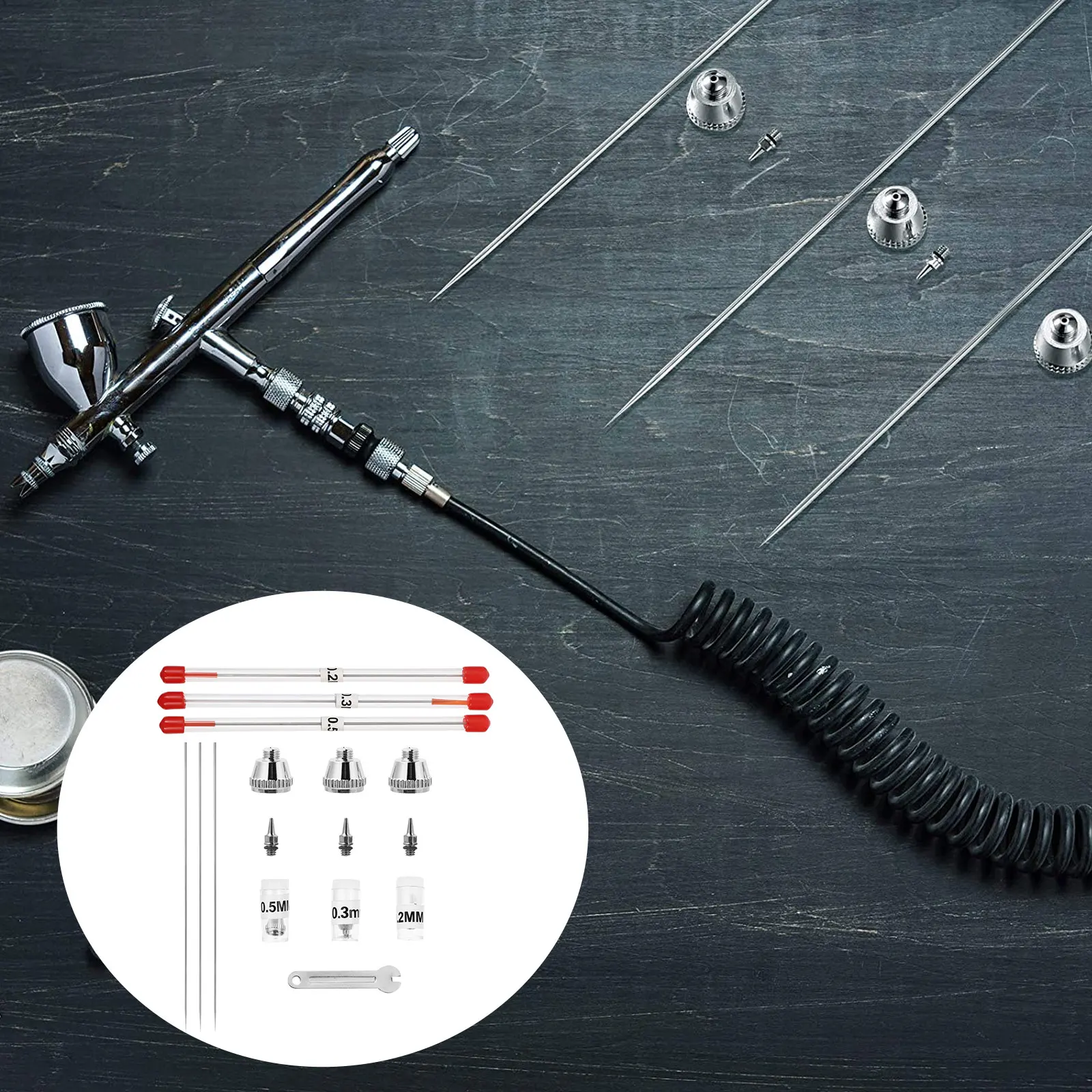 

Airbrush Painting Supplies Accessories Combination Replacement Needle Set for 2mm 0 3mm 0 5mm Nozzle Cap Kit Stainless Steel