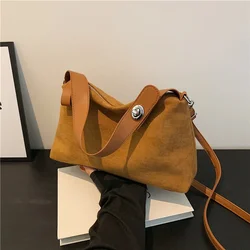 Zamszowe torby na ramię z zamkiem błyskawicznym Moda Wszechstronne torby dla kobiet Poduszka Solidne torby na ramię Casual Top-Handle Bolsas de hombro