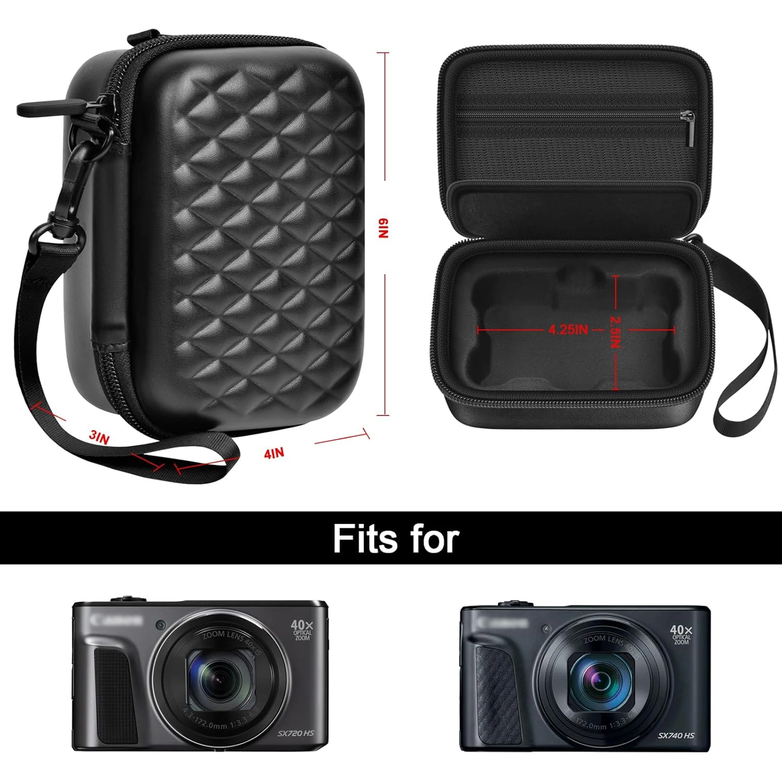 (Case only)  Camera Bag for Canon PowerShot SX740/ SX720/G7X Mark II/G7X Mark III Digital Camera,Padded Interior image 2