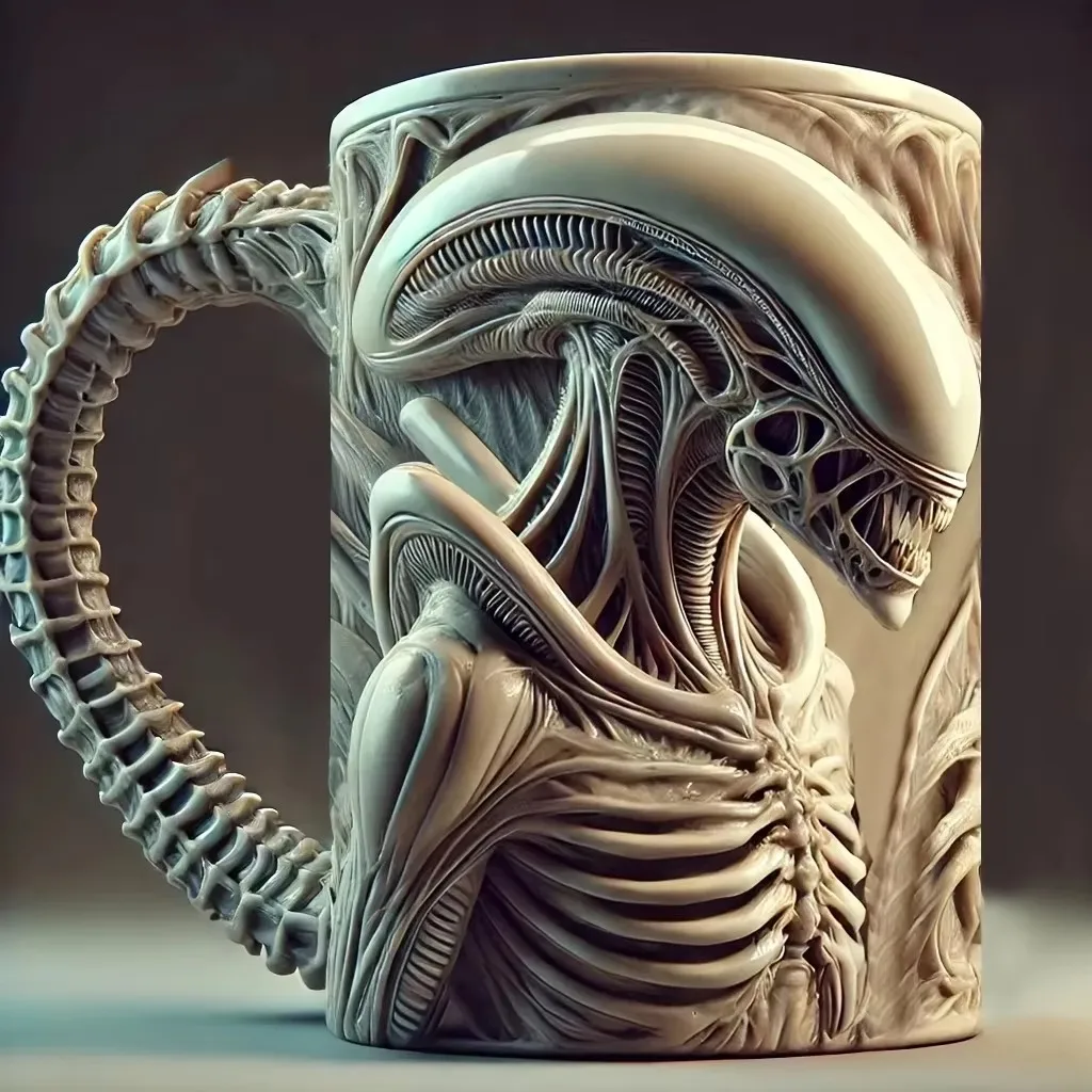 1PC nouvelle tasse au xénomorphe 3D plat transfert de chaleur Alien tasse à café pour la maison et le bureau