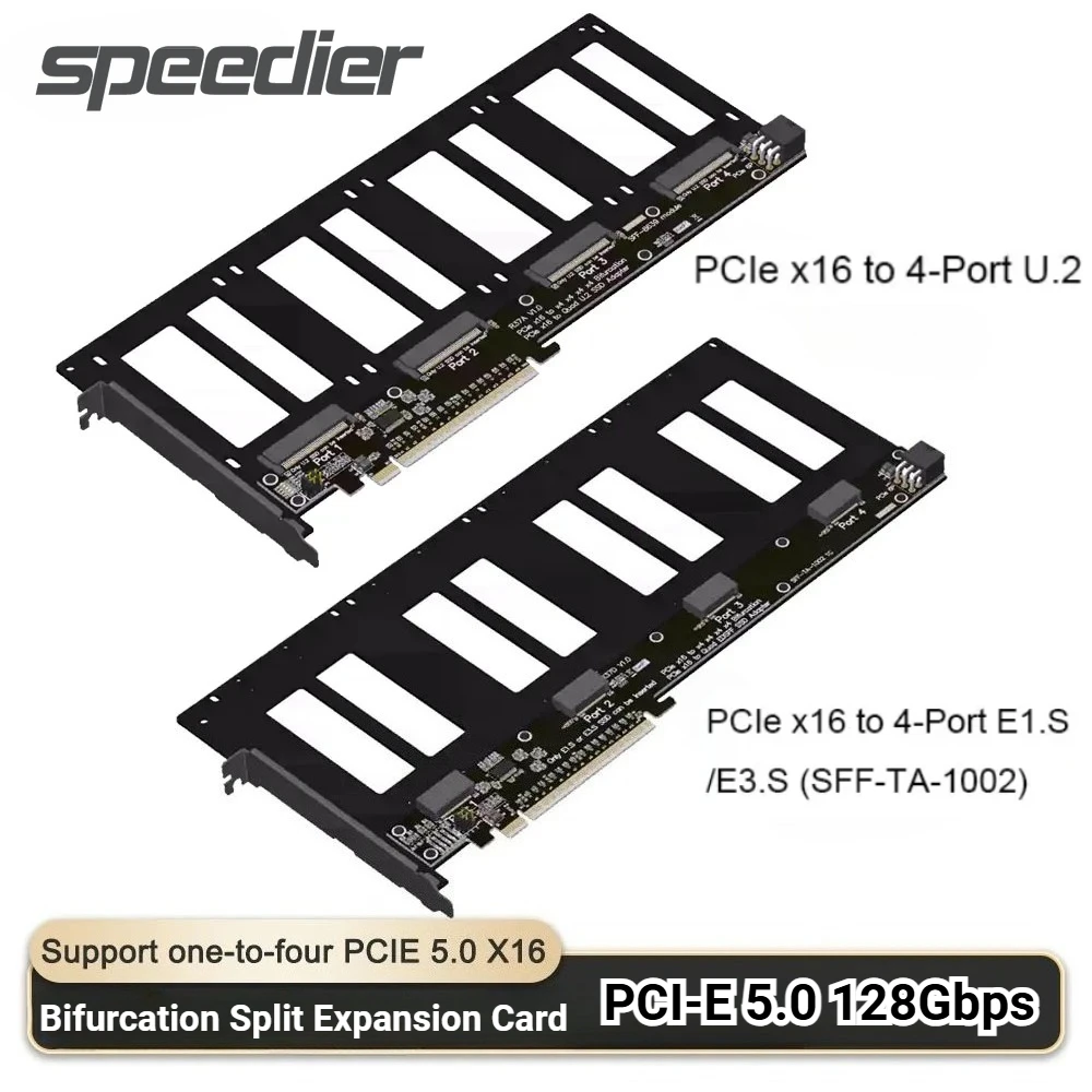 

ADT PCI-E 5.0/4,0 X16 — 4-портовый адаптер U.2/EDSFF E1.S/E3.S SSD для жесткого диска, разделенный адаптер 1–4 карты расширения eGPU Dock Thunderbolt 2