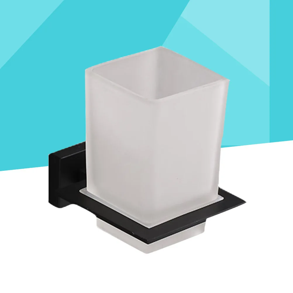 حامل أكواب لفرشاة الأسنان، ملحقات الحمام المصنوعة من سبائك الزنك الأسود، مقاومة للرطوبة وغير قابلة للانزلاق لتخزين الحمام والمطبخ #6