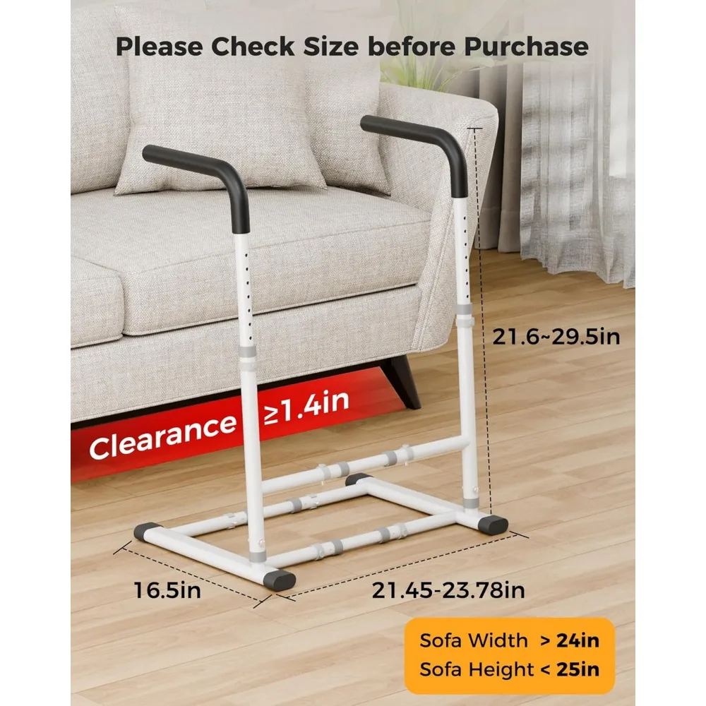 حامل مساعدة لكبار السن للأريكة والكرسي، ارتفاع وعرض قابل للتعديل، قبضة غير قابلة للانزلاق، يدعم ما يصل إلى 300 رطل، أبيض