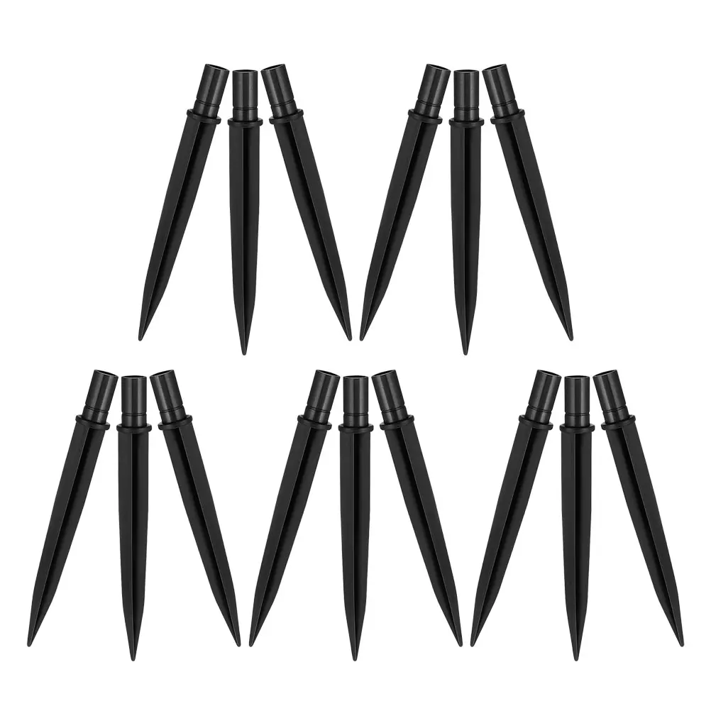 

15 Pcs Plastic Plug Garden Path Light Stakes Shine Black Heavy Duty Yard Ground Pin