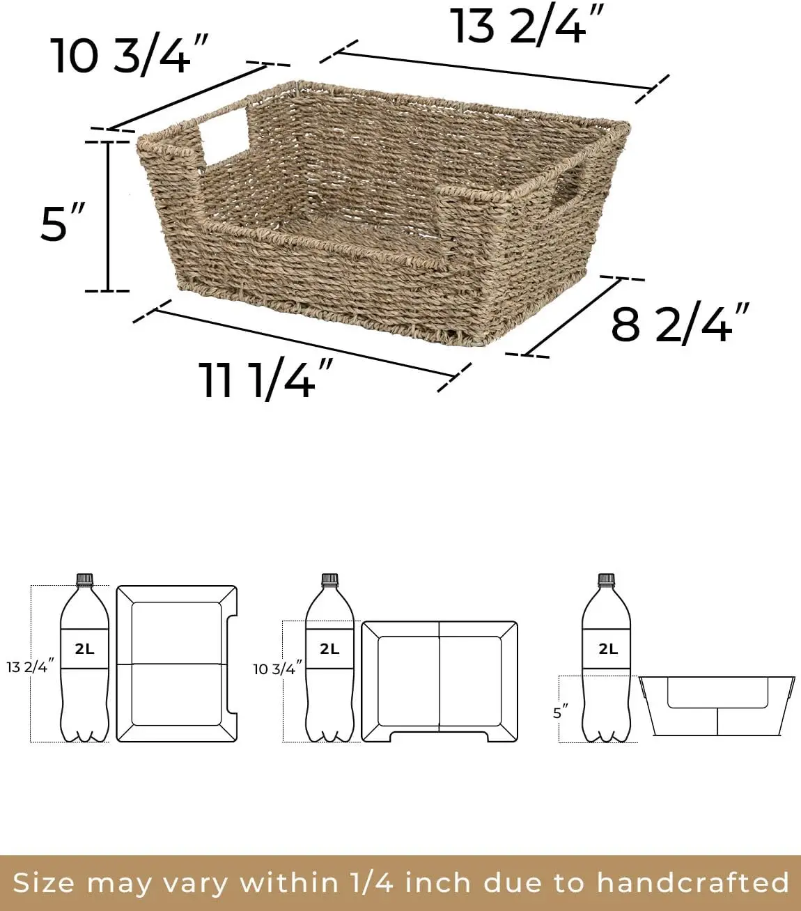 Seagrass Wicker Baskets for Storage, Pantry Baskets Organization and Storage, Pantry Storage Baskets