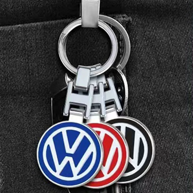 3D Metal/Leather Car Logo Key Chain Keyring Auto Interiors Accessories For Volkswagen VW Rline Amarok T5 Phaeton Tiguan T-Cross