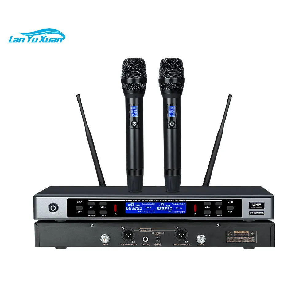 

EIF KT-M60 2 Channel Professional Handheld Lavalier Headset Microphone UHF Wireless Performance Stage Live Streaming KTV