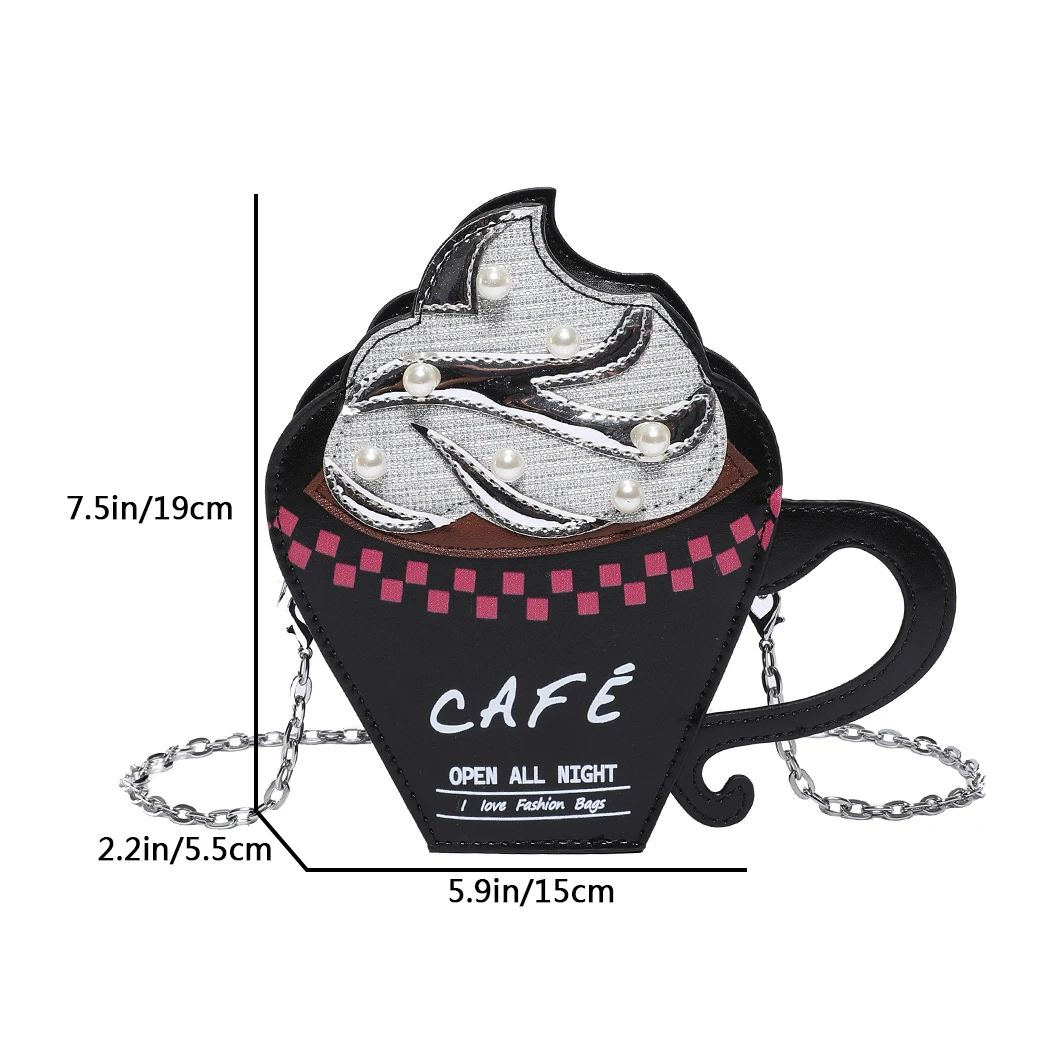 Cute Coffee Cup Creative Crossbody Bag For Women Trend Fun Handbag And Purse Designer Letter Graffiti Leather Shoulder Bag Mini