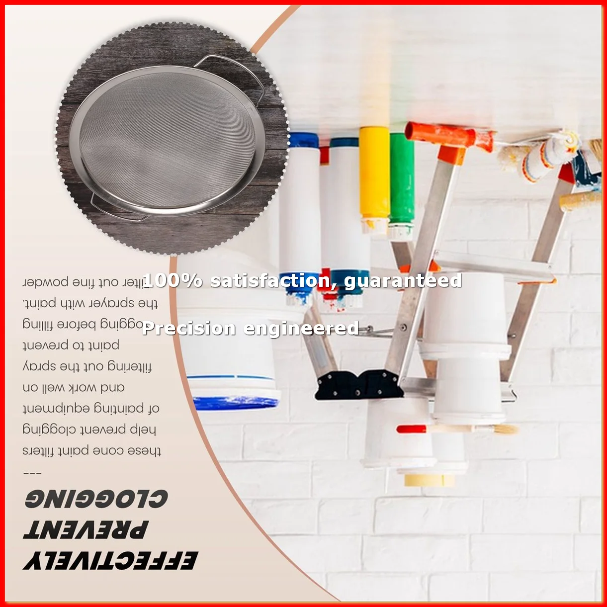 Paint Strainer Mesh Stainless Steel Paint Emulsion Honey Funnel Filter Cover Filter Tool Product 60-Mesh 11.4Inch Width-A09G