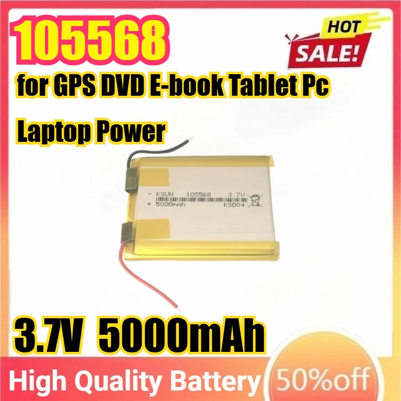 

1-10PCS 3.7V 5000mAh 105568 Battery Polymer Lithium Battery for GPS DVD E-book Tablet Pc Laptop Power Bank Video Game