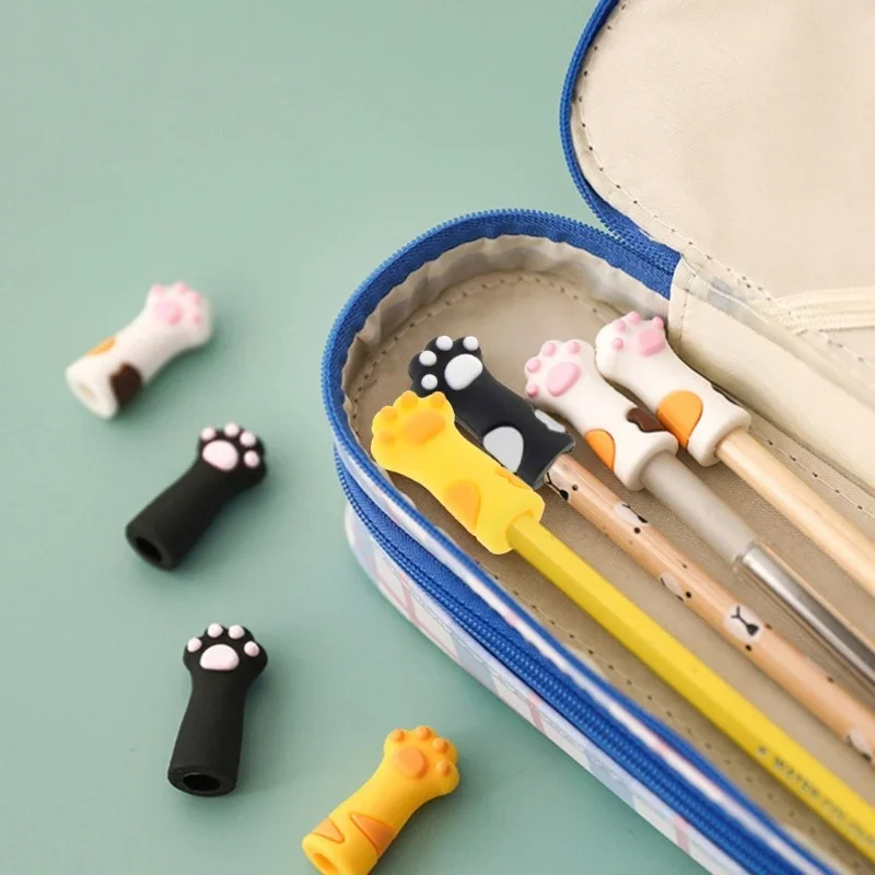 Picture 3: Cute Super Cute Pen Cap Protective Case Soft Silicone Cat Paw Protective Pen Cap Elementary School Kindergarten Students