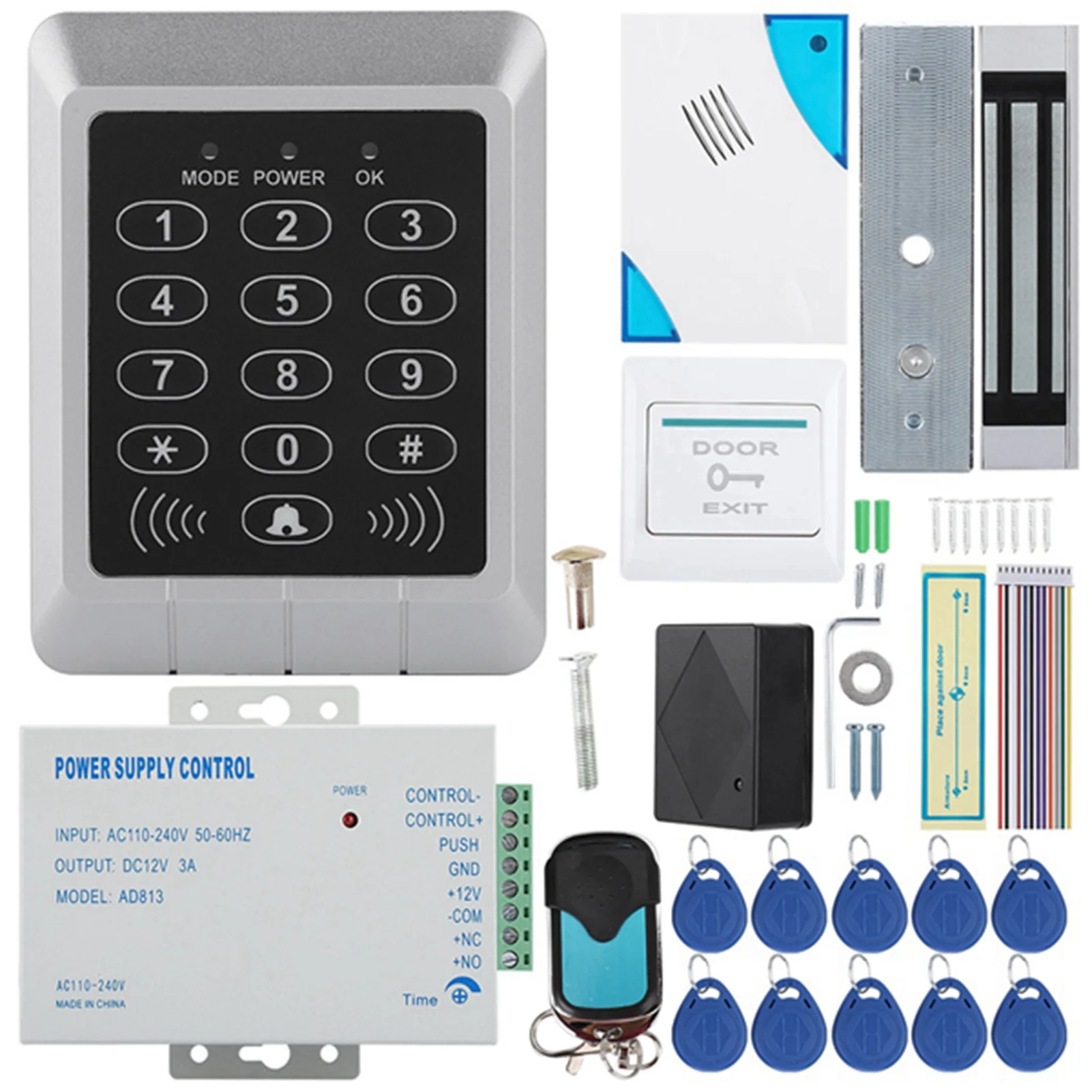 Serrure de porte magnétique électrique, carte de contrôle d'accès, mot de passe, Kit de système de sécurité de porte, système de verrouillage de porte magnétique
