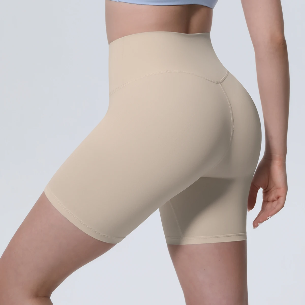 1 Stück Damen Sport-Kurze Yoga-Leggings Einfarbige Hochtaillierte Fitness-Shorts Schnelltrocknende Radfahr-Workout Nahtlose Shorts – Detail 12