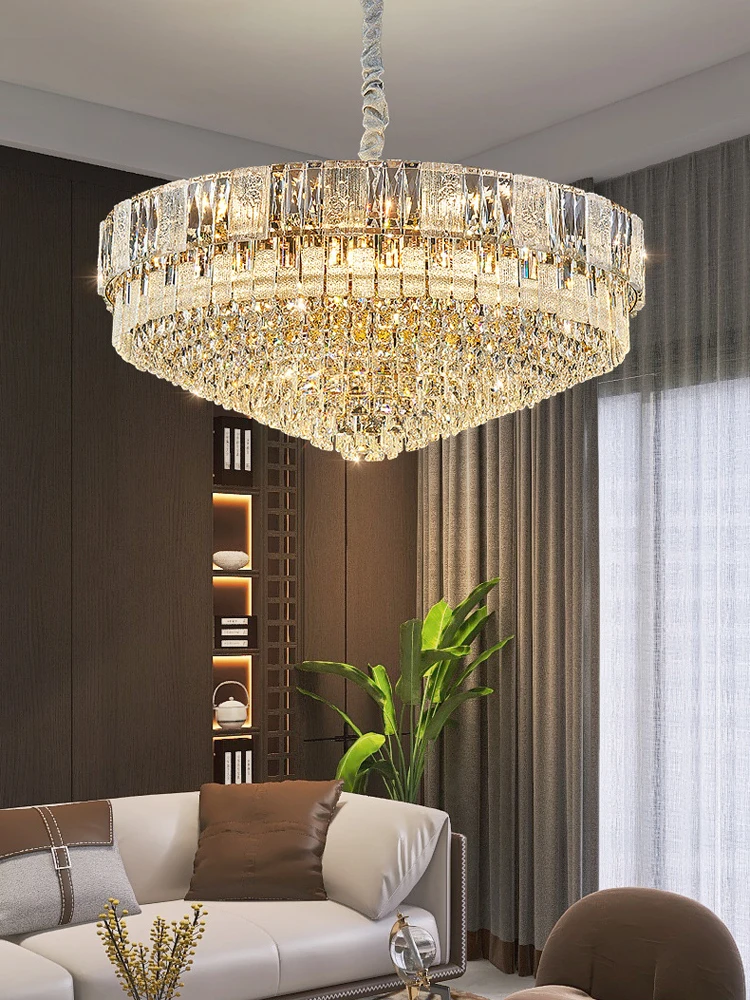 Dimmable LED K9 Crystal Silver Gold 2024 Chandelier Lighting Suspension Hanging Lamps Luminaire Lampen Lustre For Living Room