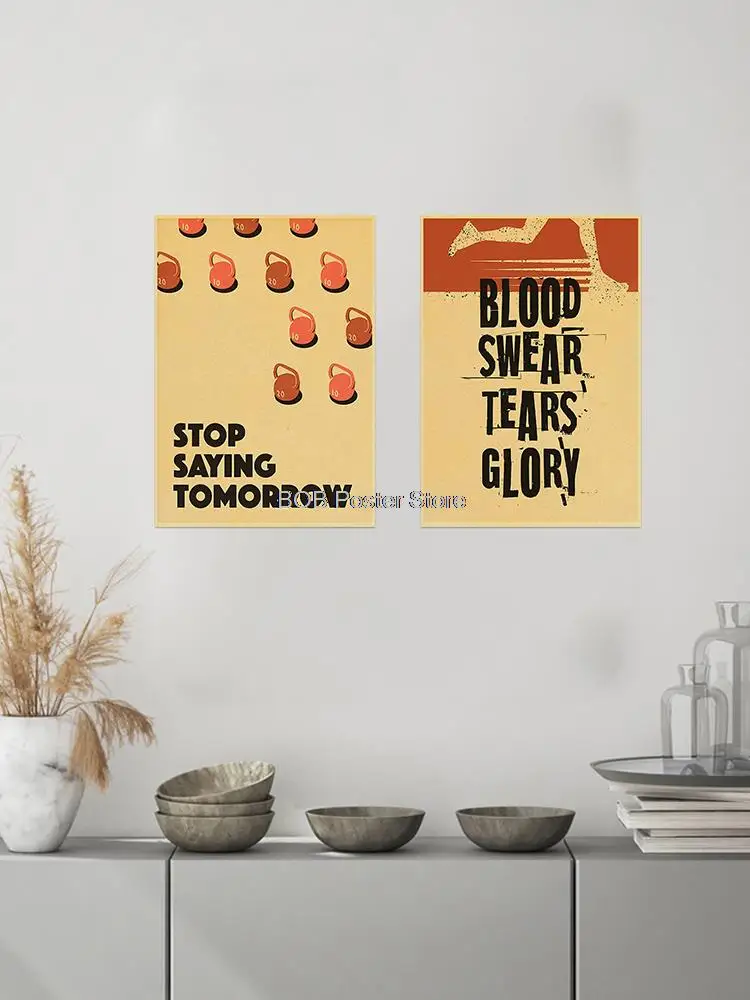 الكلاسيكية كرافت الجدار ملصق للياقة البدنية ، ملصق تحفيزي ، والحصول على بعض القوة لا ألم لا كسب يمكنك أن تفعل ذلك ، ديكور المنزل ، رياضة الفن