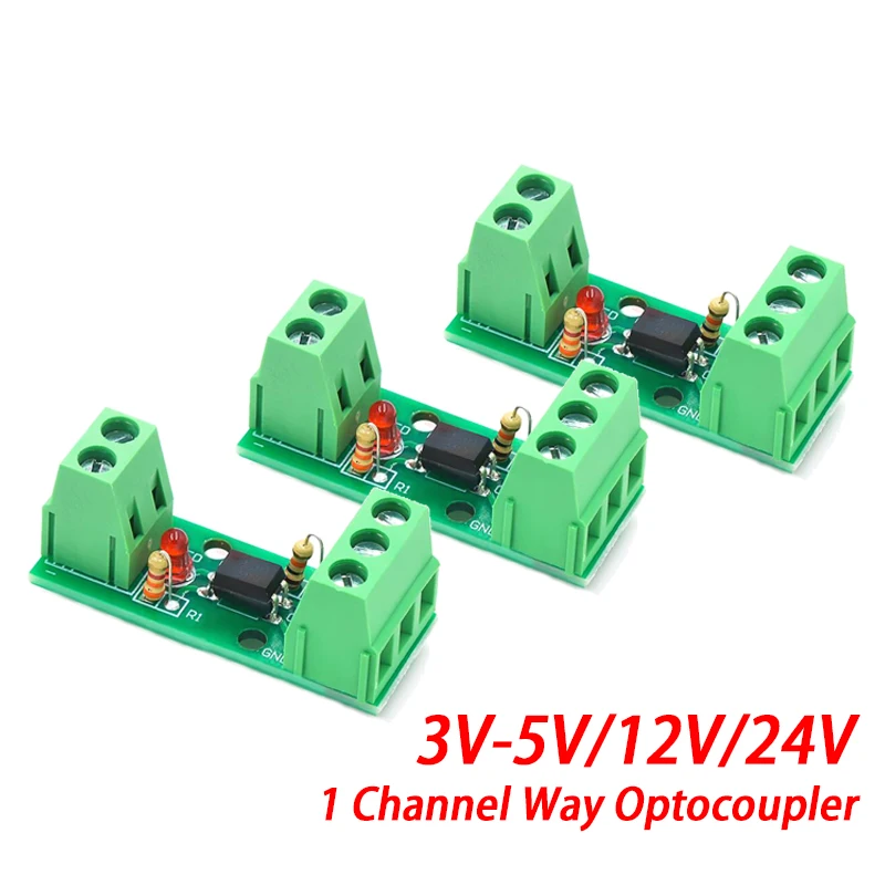 1 Channel Way Optocoupler Isolation Module PC817 EL817 3V-5V 12V 24V Photoelectric Isolator Rail Holder PLC Drive Motor Board