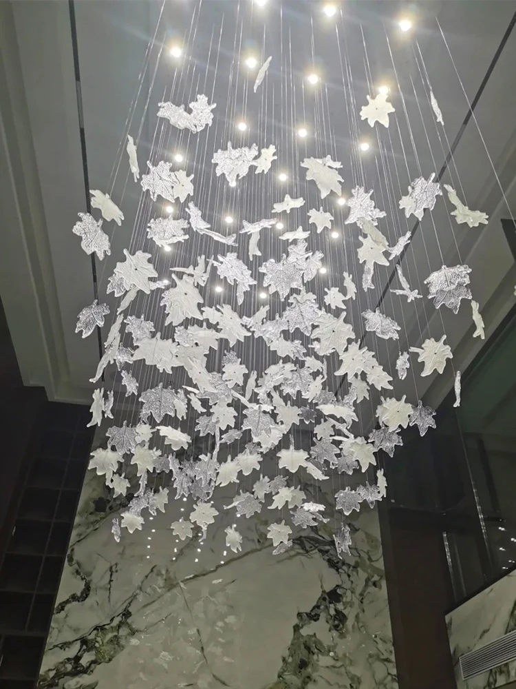 Imagem -04 - Personalizado Maple Leaf Led Lustres Modernas Luzes Penduradas Teto Alto Hotel e Lobby Restaurante Decorar