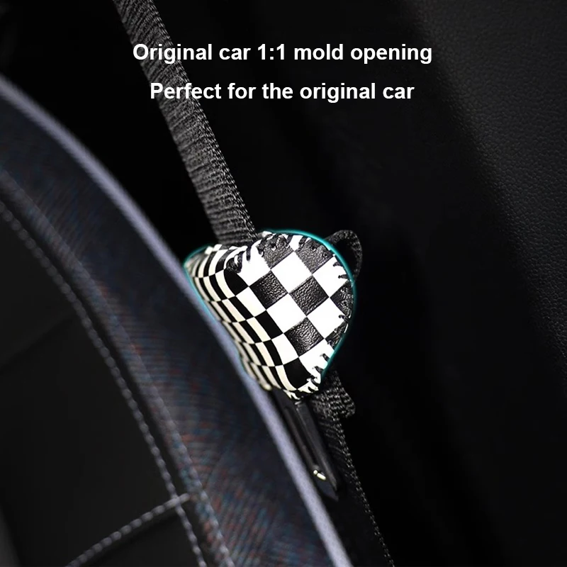 For Mini Cooper E SE J01 EV J05 Aceman Car Seat Belt Buckle Clip Protector 3D Leather Interior Button Case Anti-Scratch Cover