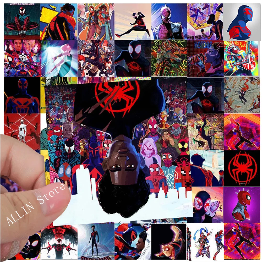 10/20/40/80pcs Disney Marvel Spiderman Stickers for Kids Cartoon Decals Cool DIY Laptop Car Across the Spider-Verse Sticker Toys