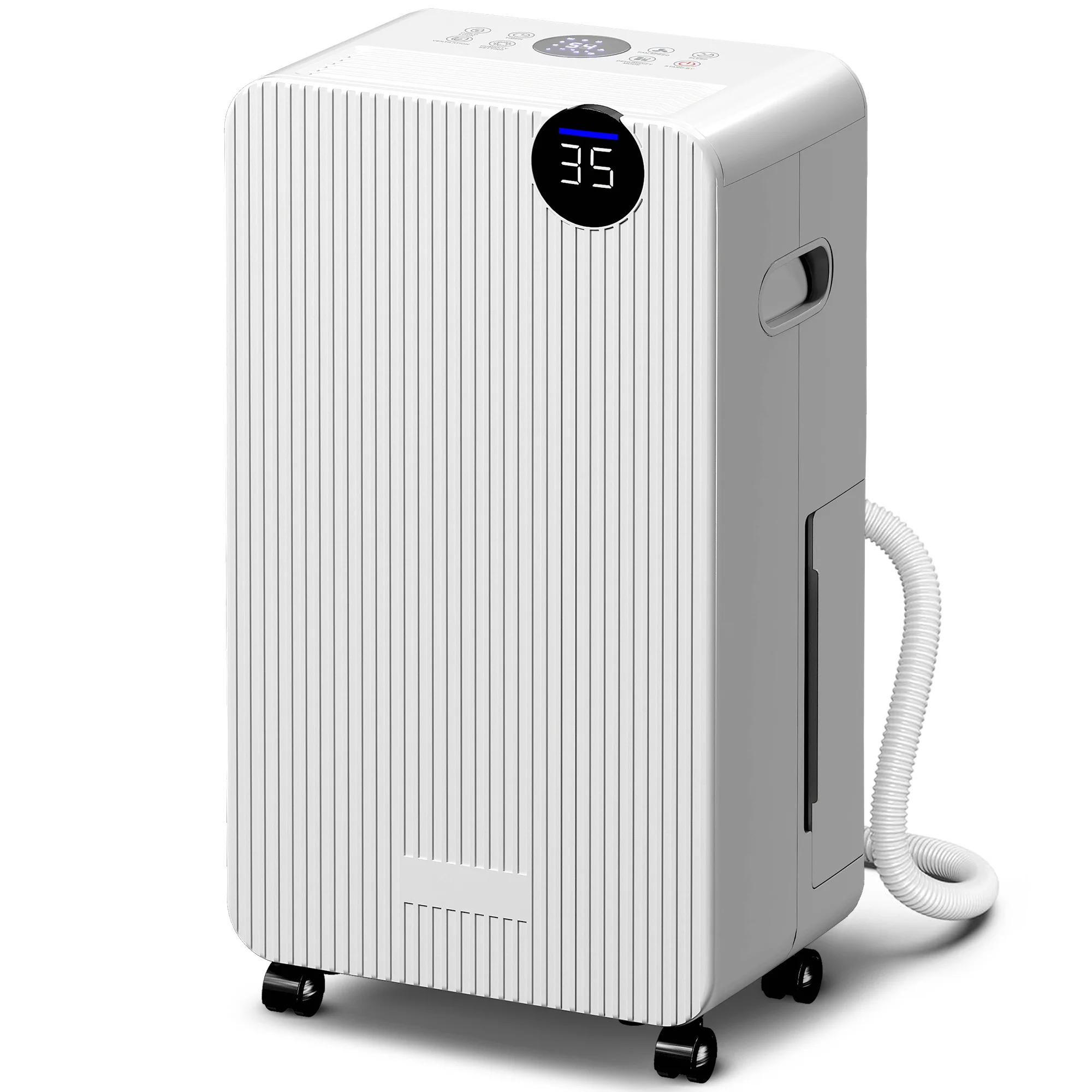 Deshumidificador de aire HOMCOM 12 L/día, deshumidificador silencioso, drenaje continuo, depósito de agua de 2,1 L, temporizador de 24 h