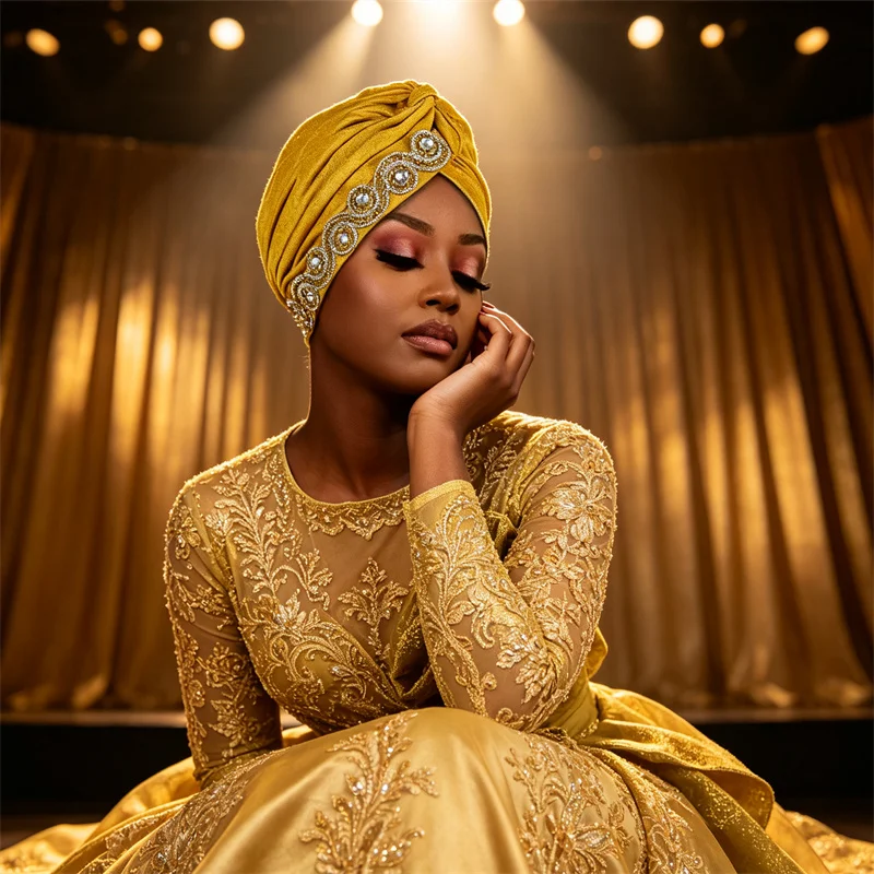 Luxury Diamonds Head Scarf Headwraps for Women Fashion Muslim Hijab Hat African Auto Gele Headtie Aso Oke Nigerian Bonnet Turban