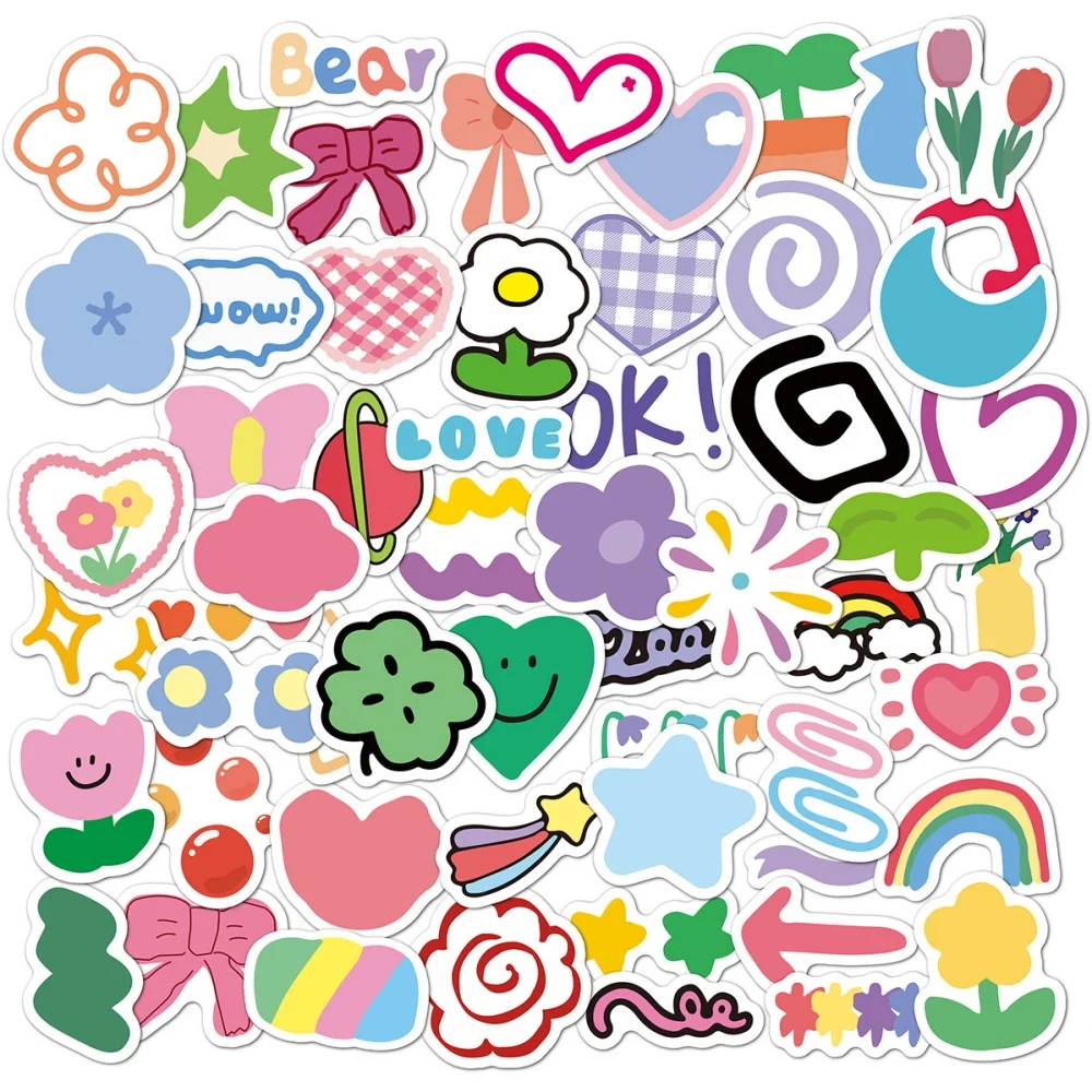 

50 Pieces Cute Smile Decal Stickers Small Smiley Flower Stickers for Teens Girls for Notebooks Stationery Phone Water bottles