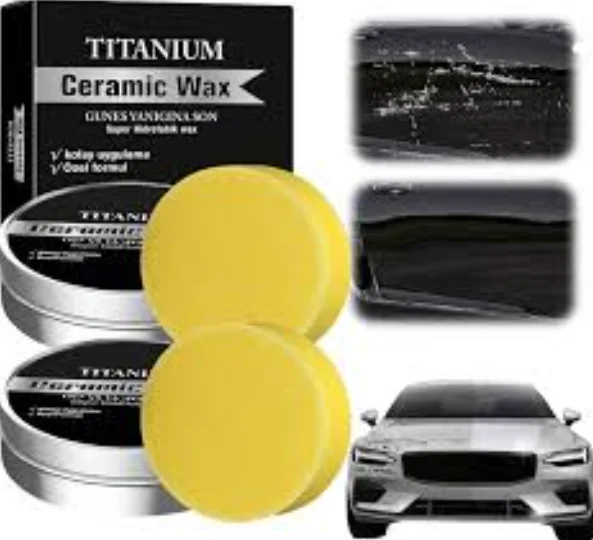 100g Professionelle Titan-Keramik-Wachscreme Autopolitur Milde Kratzerreparatur Autolackschutz-Pflegecreme mit Schwamm