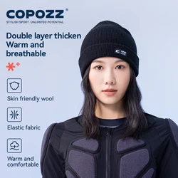 COPOZZ New Winter Windproof Female Ski Knitted Cap Unisex Wool Soft Warm Thick Casual Cap Ski Beanies Hats for Men Women