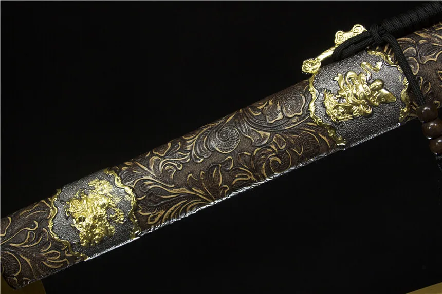 123 سنتيمتر إله الثروة السيف اللامع القرون الوسطى كاتانا معركة إعداد كامل تانغ المنغنيز الصلب حافة قطع النينجا الكونغ فو مارتيا