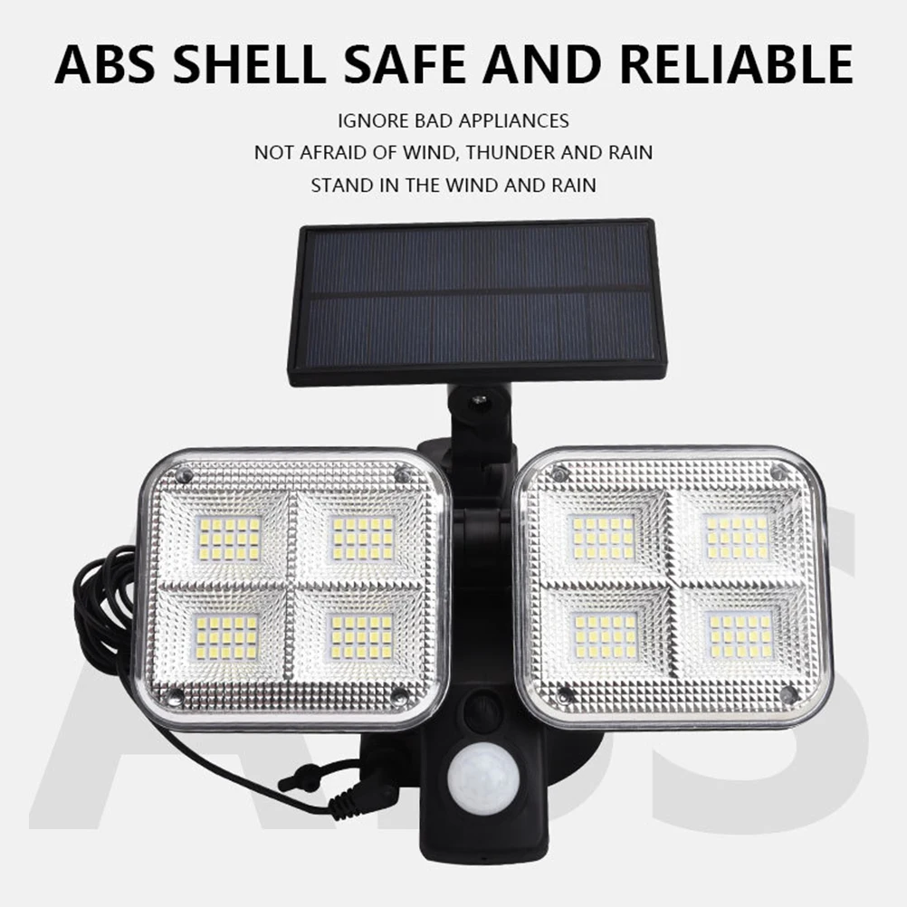 

Solar Wall Lamp Outdoor Lights ABS Material IP65 Waterproof Double Head Human Sensor Automatic Dark Light On Off Adjustable
