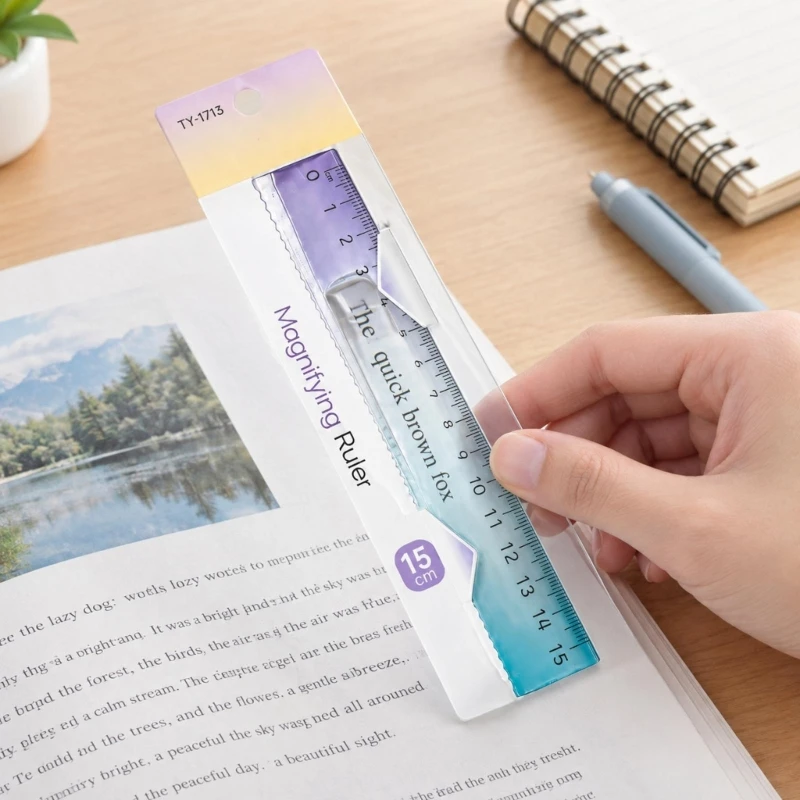 D5BB Measuring Straight Ruler with Integrated Reading Area, Printed Scale and Straightedge for Drawing Clean Lines