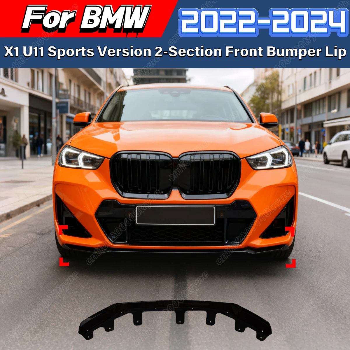

For BMW X1 U11 Sports Version 2023 2024 Car Front Bumper Spoiler Lip Splitter Protective Cover Body Decoration Modification Kit