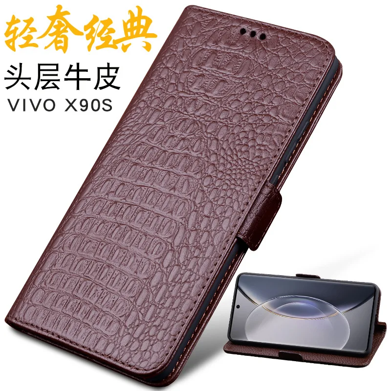 

Wobiloo Genuine Leather Magnet Clasp Phone Cover Case For Vivo X90s X90 Pro Plus Kickstand Holster Cases Protective Full Funda