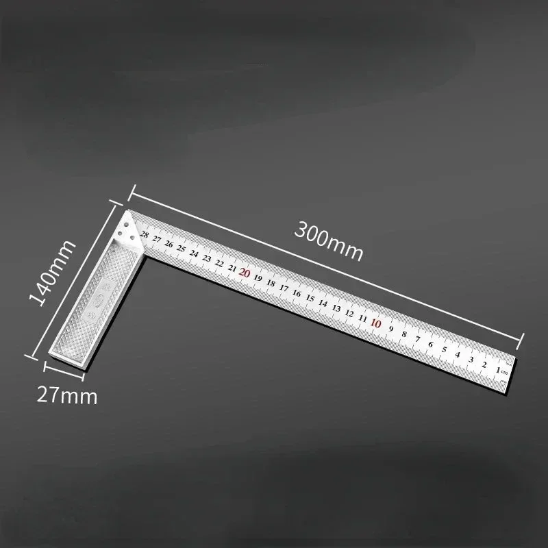 Aluminum Alloy Square Ruler Right Angle 90 Turning Ruler Woodworking Ruler Steel Turning  Measuring Tools Gauge